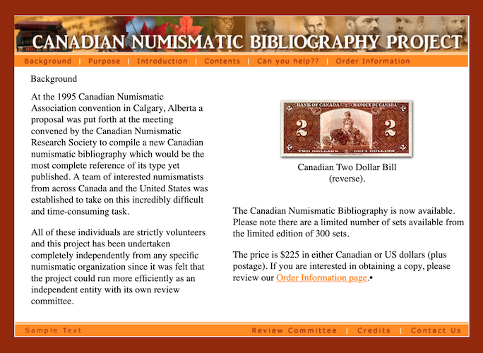Canadian Numismatic Bibliography Project